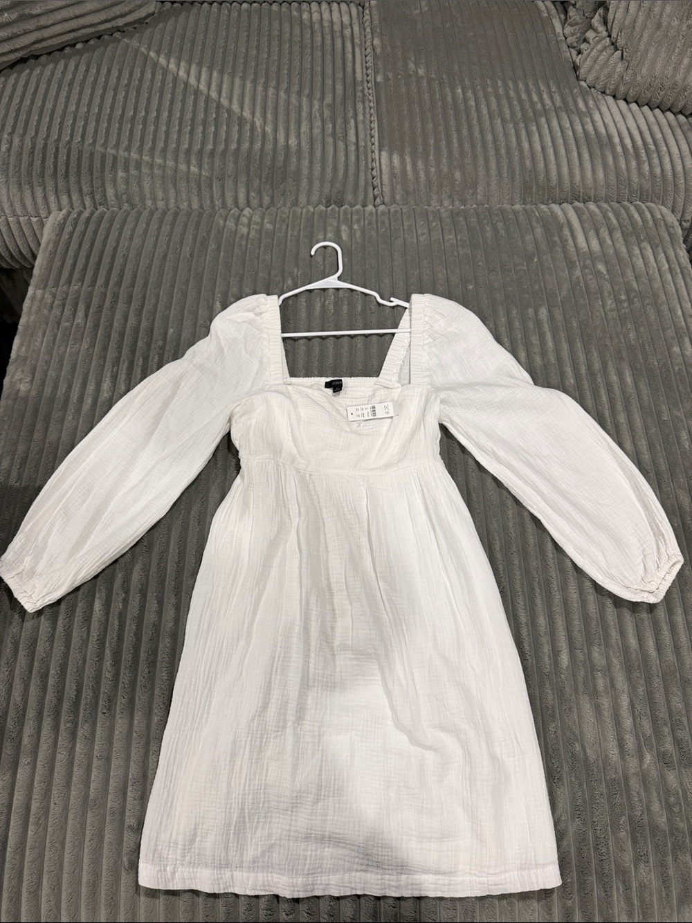 J. Crew White Puff Sleeve Mini Dress
